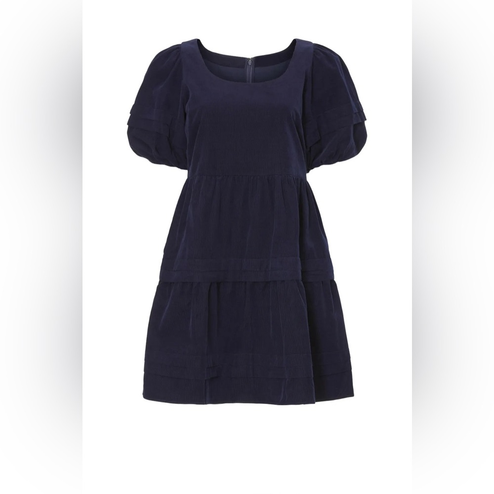 SOLD - NWT navy cordoroy puff sleeve dress - Medium